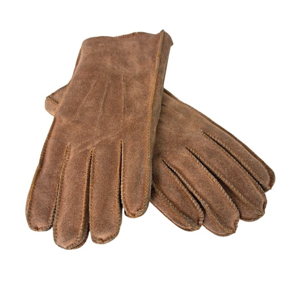 Women's‎ Large Brown Genuine Cow Hide Gloves Shearling Lined